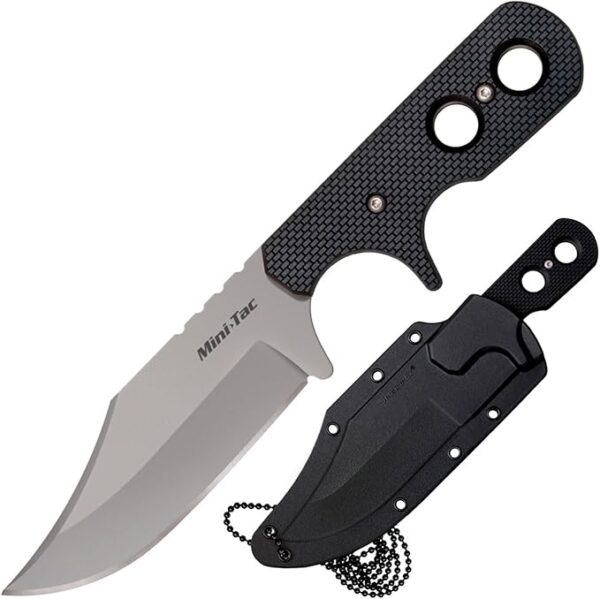 Cold Steel Mini Tac Bowie 3-5/8" Lightweight Durable 8Cr13MoV Stainless Steel Fixed Blade Clip Point Outdoor Hunting Utility Knife, Griv-Ex Handle, Secure-Ex Sheath - Boxed - Image 2