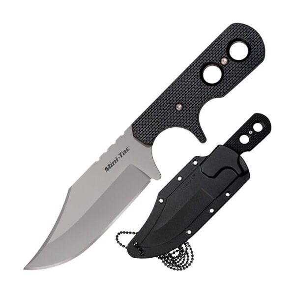 Cold Steel Mini Tac Bowie 3-5/8" Lightweight Durable 8Cr13MoV Stainless Steel Fixed Blade Clip Point Outdoor Hunting Utility Knife, Griv-Ex Handle, Secure-Ex Sheath - Boxed