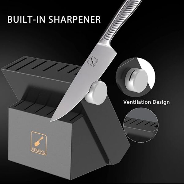 imarku Knife Set - Knife Sets for Kitchen with Block, 14PCS High Carbon Stainless Steel Kitchen Knife Set, Dishwasher Safe Knife Block Set with Ergonomic Handle - Image 3
