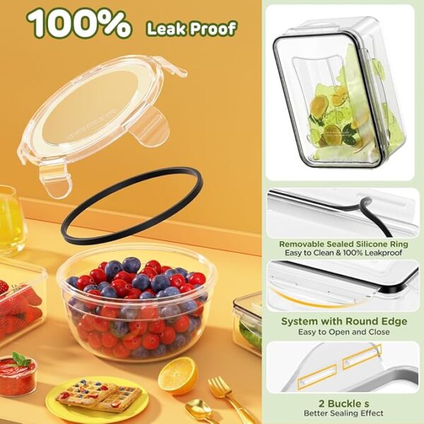 40 PCS Food Storage Containers with Lids Airtight (20 Lids &20 Containers) - Leakproof Meal-Prep Containers for Kitchen Storage Reusable Plastic Microwave/Dishwasher Safe with Labels & Pen - Image 4
