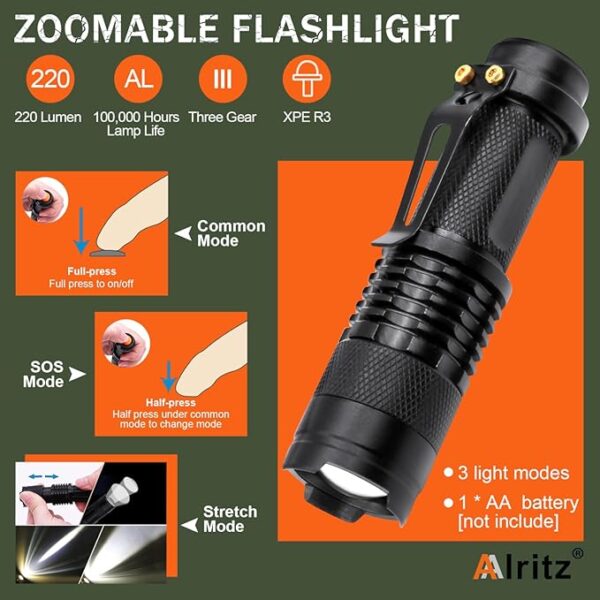 Alritz Emergency Survival Kit, for Men 12 in-1 Outdoor Survival Gear Lifesaving Tools Contains Compass, Fire Starter,for Camping Hiking Wilderness Adventures Disaster Preparedness - Image 4