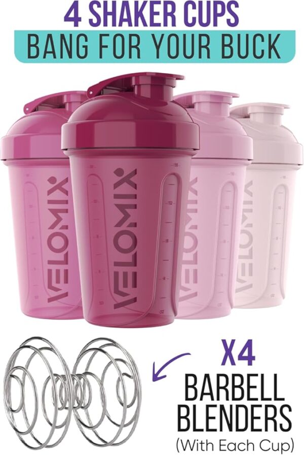 -4 PACK- 20 OZ Protein Shaker Bottles for Protein Mixes, Shaker Cups for Protein Shakes, Small Shaker Bottle Pack, Shaker Cup, Shakers for protein Shakes (Berry Blend-4 Pack) - Image 3