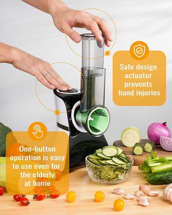 Electric Cheese Grater Salad Shooter,5-In-1 Electric Slicer For Home Kitchen,One-Touch Easy Control,With Safety Push Bar Cheese Grater Electric For Zucchini,Cheese,Vegetables And Smoothie - Image 5