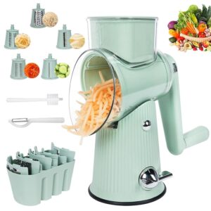 Rotary Cheese Grater,Multifunction 5 In 1 Chopper Vegetable Cutter Slicer, Round Mandoline Drum Slicer,Cheese Shredder,Grater With Handle,Easy to Clean Kitchen Gadgets with Storage Box