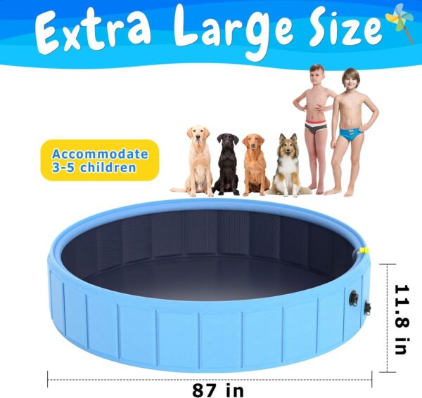 Foldable Dog Pool with Sprinkler, 106 in Extra Large Dog Swimming Pool, Outdoor Collapsible Pet Bathing Tub for Pets Dogs Cats and Kids (106" D x 12" H, Blue) - Image 3