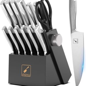 imarku Knife Set - Knife Sets for Kitchen with Block, 14PCS High Carbon Stainless Steel Kitchen Knife Set, Dishwasher Safe Knife Block Set with Ergonomic Handle