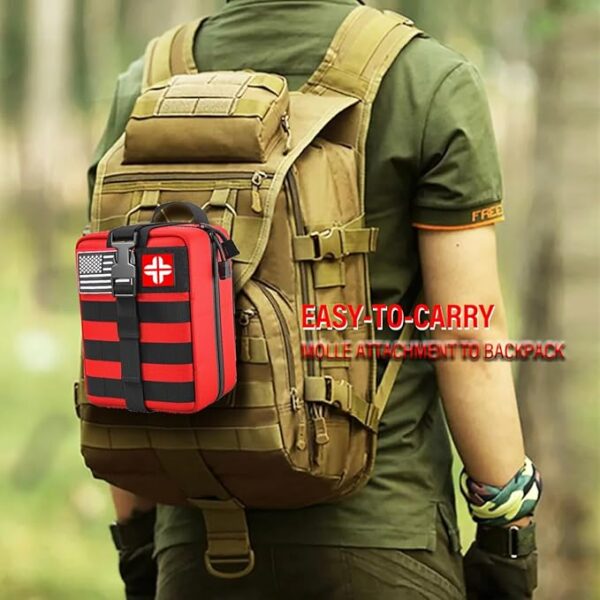 Emergency First Aid Kit - 282 Piece Premium Survival Gear Essentials Supplies for Car, Trucks, Hiking, Travel, Camping, Boating and Adventures, Waterproof Compact Molle Pouch Survival Kit - Image 6