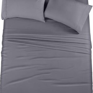 Utopia Bedding Queen Bed Sheets Set - 4 Piece Bedding - Brushed Microfiber 100% Polyester - Shrinkage and Fade Resistant - Easy Care (Queen, Grey)
