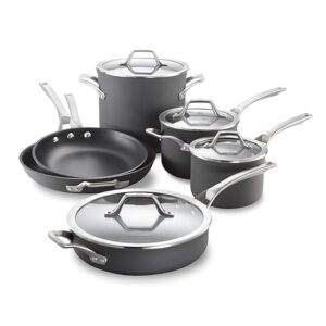 Calphalon 10-Piece Nonstick Kitchen Cookware Set Stay-Cool Stainless Steel Handles Dishwasher and Metal Utensil Safe Oven-safe up to 500 degrees F PFOA-Free Built to Last Black