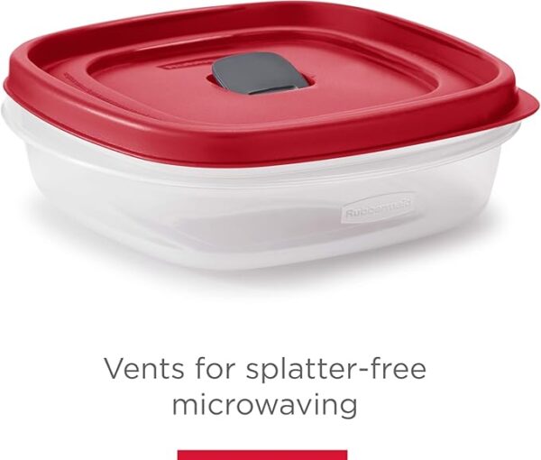 Rubbermaid 16-Piece BPA-Free Plastic Food Storage Set, Red Vented Lids - Microwave, Dishwasher Safe: Perfect for Meal Prep, Leftovers, and Kitchen Organization - Image 3