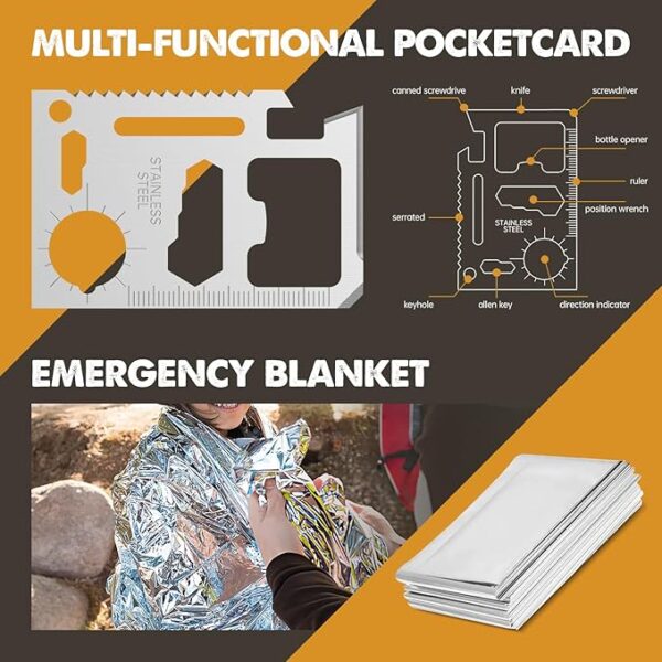 Gifts for Men Him Dad, Survival Kit and Equipment 25 Pcs, Valentines Gifts for him, Christmas Stocking Stuffers,Camping Essentials, Survival Gear, Cool Gadgets for Men - Image 6