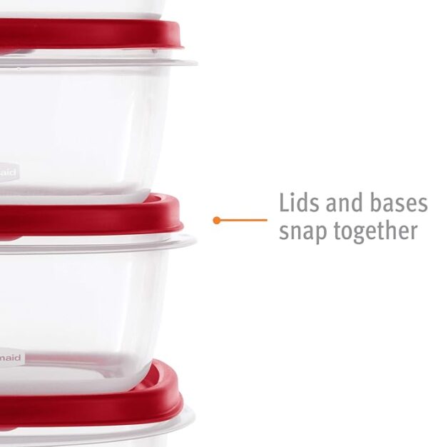Rubbermaid 60-Piece Food Storage Containers with Lids, Microwave and Dishwasher Safe, Red Color, Ideal for Meal Prep and Pantry Storage - Image 6