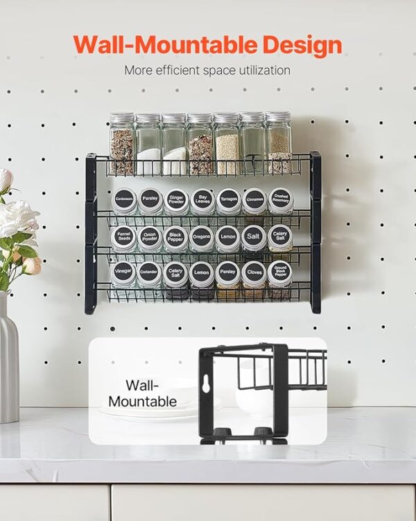 VEVOR Detachable Spice Rack Organizer for Cabinet, 4 Tie Stackable Seasoning Organizer, Spice Jars Kitchen Storage for Countertop Kitchen Pantry Cupboard, 15.8x10.7 in - Image 5