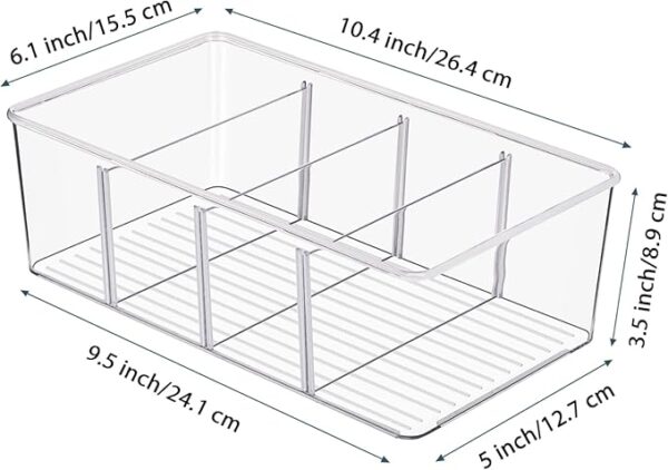 Vtopmart 8 Pack Food Storage Organizer Bins, Clear Plastic Bins for Pantry, Kitchen, Fridge, Cabinet Organization and Storage, 4 Compartment Holder for Packets, Snacks, Pouches, Spice Packets - Image 4