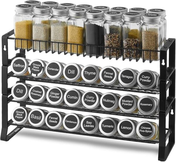VEVOR Detachable Spice Rack Organizer for Cabinet, 4 Tie Stackable Seasoning Organizer, Spice Jars Kitchen Storage for Countertop Kitchen Pantry Cupboard, 15.8x10.7 in - Image 2