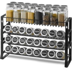 VEVOR Detachable Spice Rack Organizer for Cabinet, 4 Tie Stackable Seasoning Organizer, Spice Jars Kitchen Storage for Countertop Kitchen Pantry Cupboard, 15.8x10.7 in