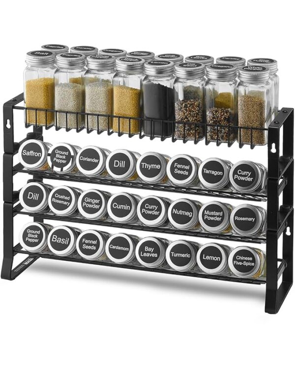 VEVOR Detachable Spice Rack Organizer for Cabinet, 4 Tie Stackable Seasoning Organizer, Spice Jars Kitchen Storage for Countertop Kitchen Pantry Cupboard, 15.8x10.7 in