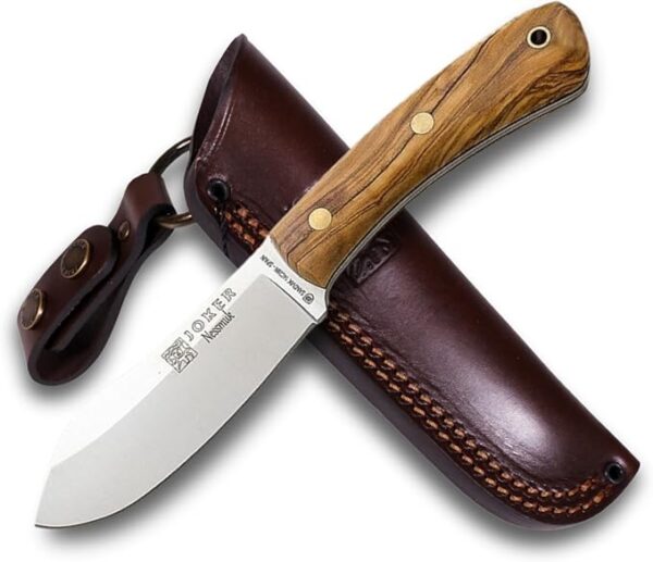 Joker Nessmuk CO136 Bushcraf and survival Knife, 11cm/4.3in Sandvik 14C28N Blade with Flat Grinding, for Fishing, Hunting, Camping and Hiking Tool (Olive Wood, WithOut FireStarter) - Image 2