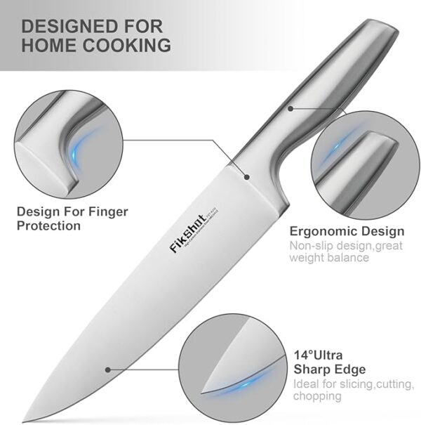 Kitchen Knife Set, FIKSHOT Premium Stainless Steel Knife Block Set, Razor-Sharp Santoku Knife and Fruit Knives, Gift for Homecooks, Dishwasher Safe and Rust-Proof, Designed for Women - Image 5