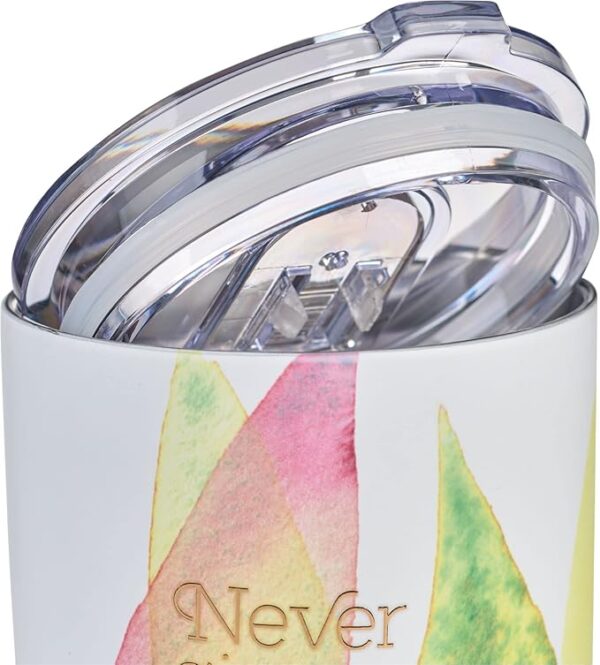 Heartfelt Insulated Travel Mug Never Give Up Ever, Citrus Leaves, Stainless Steel - Image 6