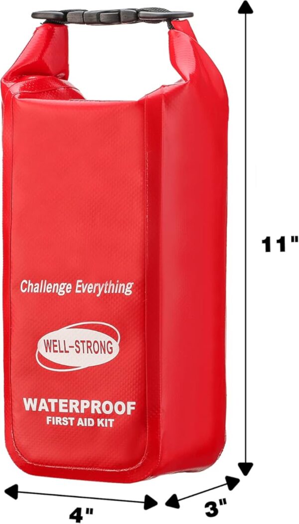 Waterproof First Aid Kit Roll Top Boat Emergency Kit with Waterproof Contents for Fishing Kayaking Boating Swimming Camping Rafting Beach Red - Image 6