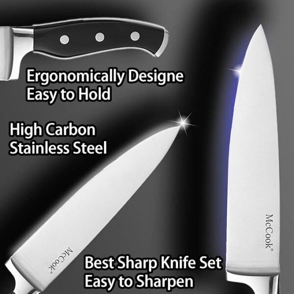 McCookÂ® Knife Sets,German Stainless Steel Kitchen Knife Block Set with Built-in Sharpener - Image 3