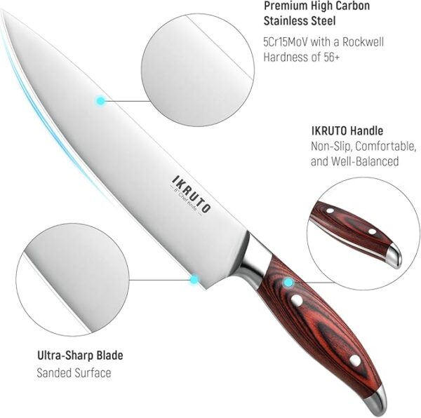 5-Piece kitchen knife set - Ultra-Sharp High Carbon Stainless Steel Blades with Ergonomic Pakkawood Handles, Professional Kitchen Knives Sets, Elegant Gift Box Packaging - Image 4