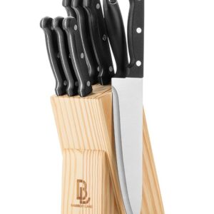 BAMBOO LAND- Kitchen Knife Set, 9 pcs, Stainless Steel Knife Set with Block and Sharpener, Kitchen Knives with Wooden Block, Cutting Knife Block Set, Knives Set for Kitchen Knife Sets with Block