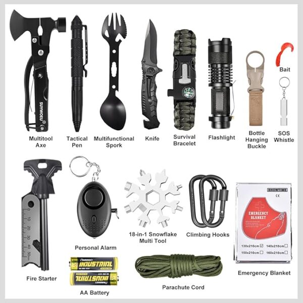 Gifts for Men Dad Husband Fathers Day, Survival Gear and Equipment kit 21 in 1, Professional Cool Gadgets Stuff Tactical Tool, Gift Ideas for Him Son Daughter Emergency Hunting Outdoors Camping Hiking - Image 3