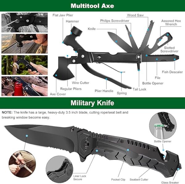 LUXMOM Survival Kit and First Aid Kit, 142Pcs Professional Survival Gear and Equipment with Molle Pouch, for Men Camping Outdoor Adventure/Gifts for Men Dad Christmas - Image 4