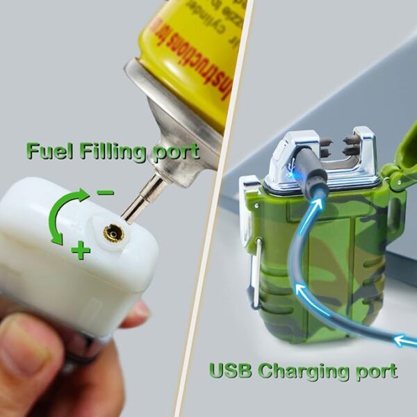 2 Pack Waterproof Lighter Outdoor Windproof Torch Lighters Dual Arc Butane Electric Lighters USB Rechargeable Lighters Flameless Plasma Lighter Camping Hiking Adventure Survival Tactical Gear - Image 6