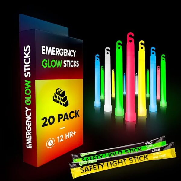Emergency Glow Sticks with 12 Hours Duration, Individually Wrapped Industrial Grade Glowsticks for Survival Gear, Camping Lights, Power Outages and Military Use - Image 2
