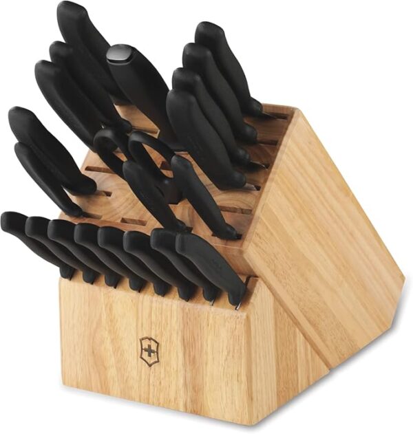 Victorinox Swiss Classic Knife Block - Kitchen Knife Set with Block for Home Essentials - Includes Chef's Knife, Kitchen Shears & More - Black Handles, 22-Piece Set - Image 2