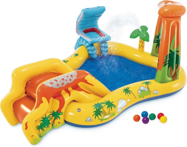 Intex Inflatable Water Slide & Kids Pool, 98" x 75" x 43", Dinosaur Play Center - Backyard Outdoor Blow-Up Splash Pad w/ Sprinkler for Toddlers Ages 2+ - Image 6