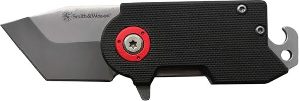 Smith & Wesson Benji 2.5in High Carbon S.S. Folding Keychain Knife with 1.75in Modified Tanto Blade and G10 Handle for Outdoor, Tactical, Survival and EDC,Black - Image 2