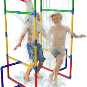 Kids Water Park Sprinkler Tunnel with Dunk Bucket for Kids | Outdoor Water Park for Kids Backyard Activity Summer Water Toy for Kids Outside