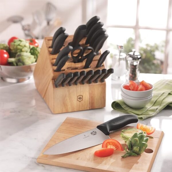 Victorinox Swiss Classic Knife Block - Kitchen Knife Set with Block for Home Essentials - Includes Chef's Knife, Kitchen Shears & More - Black Handles, 22-Piece Set - Image 5