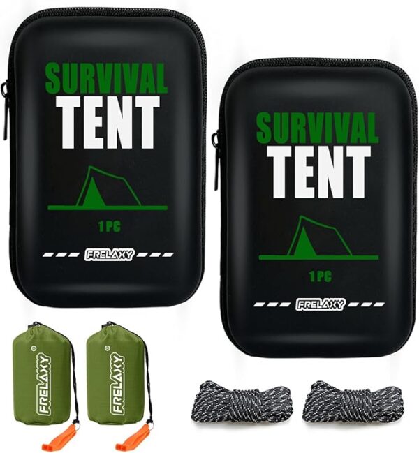 Frelaxy Extra-Thick Emergency Tent, Compact Survival Tent with Whistle, Upgraded Paracord, Storage Pouch, and EVA Case, 2 Person Emergency Shelter for Backpacking, Hiking, Outdoor - Image 2