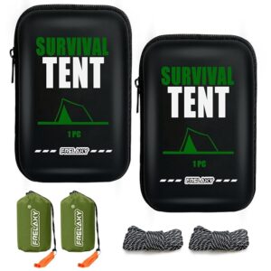 Frelaxy Extra-Thick Emergency Tent, Compact Survival Tent with Whistle, Upgraded Paracord, Storage Pouch, and EVA Case, 2 Person Emergency Shelter for Backpacking, Hiking, Outdoor