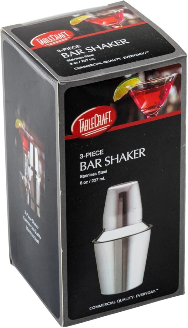 TableCraft 3-Piece Stainless Steel Cocktail Shaker, 8-Ounce - Image 5