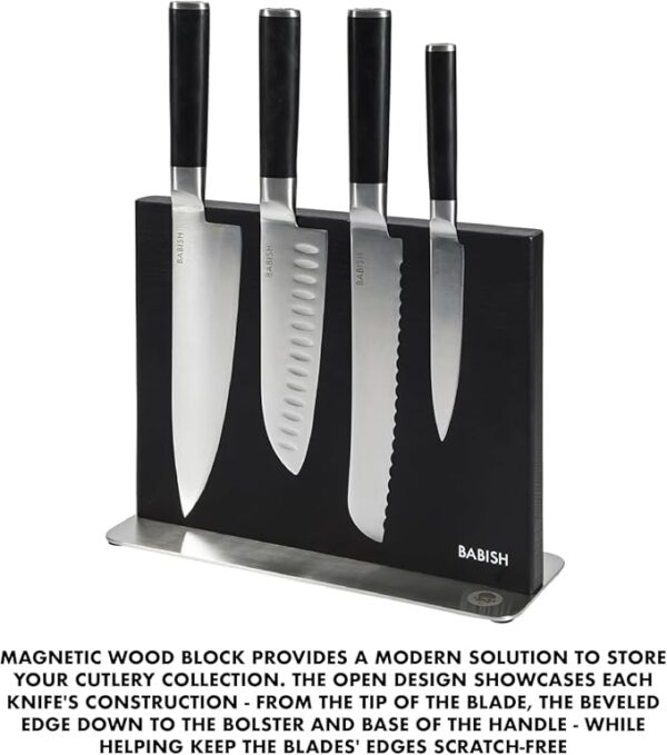 Babish 5 Piece 1.4116 German Steel Magnetic Forged Kitchen Knife Block Set - Image 5