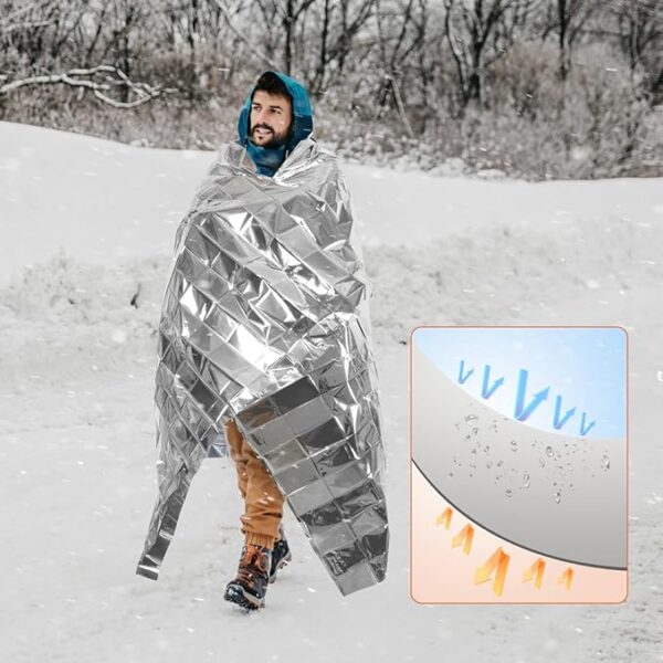 6 Pack Emergency Mylar Blanket, Emergency Blanket Space Blanket Survival Rescue Insulating Reflective foil kit Outdoors Hiking Camping Blanket Perfect for Outdoors, Hiking, Camping Survival - Image 5