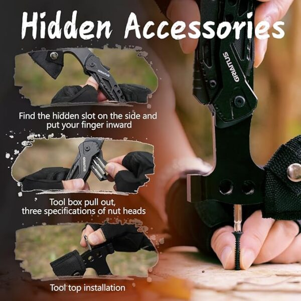 Camping Multitool Accessories Gifts for Men Dad 16 in 1 Upgraded Multi Tool Survival Gear with Axe Hammer Pliers Saw Screwdrivers Bottle Opener Whistle & Portable Sheath For Hiking,Fishing - Image 5