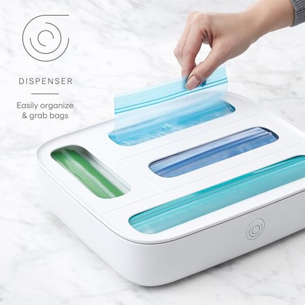 StoraBag Drawer Food Bags Dispenser, 4-Slot, Plastic Sandwich Bag Organizer for Kitchen Storage, White - Image 3