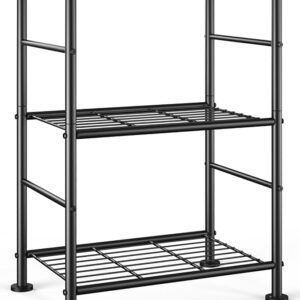 Storage Shelves - 3 Tier Shelf Organizer, Sturdy Metal Shelving with Adjustable Leveling Feet, Space-Saving Shelves Organizer for Pantry, Laundry, Kitchen (18" x 12" x 30", Black)