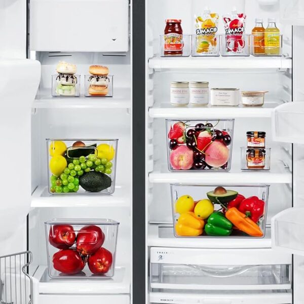 Set of 8 Clear Plastic Storage Bins, 4 Large and 4 Small Stackable Storage Containers for Pantry Organization and Kitchen Storage Bins,Home Edit and Cabinet Organizers - Image 5