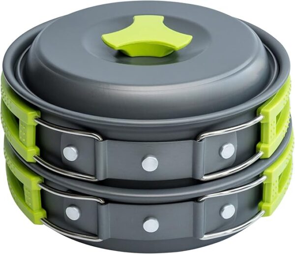 MalloMe Camping Cookware Mess Kit for Backpacking Gear â Camping Cooking Set - Camping Pots and Pans Set - Backpacking Stove/Portable Stove Compatible - Camp Kitchen Equipment Accessories Pot - Image 2