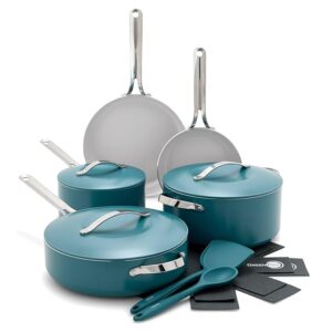 GreenPan Nova 10-Piece Cookware Pots and Pans Set, Oprahâs Favorite Things 2024, PFAS-Free Ceramic Nonstick, Fry, SautÃ©, Stockpot, Utensils, Lids, Induction Suitable, Dishwasher, Oven Safe, Deep Teal