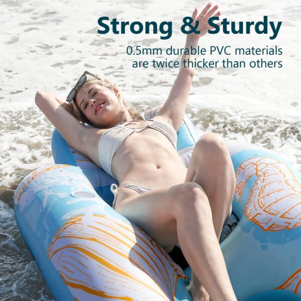 Inflatable Pool Floats Adult, Pool Lounger Float with 300LBS Weight Capacity, Pool Chair Float with Cup Holder, Headrest and Footrest for Swimming Pool, Lake, River Floating - Seahorse - Image 3