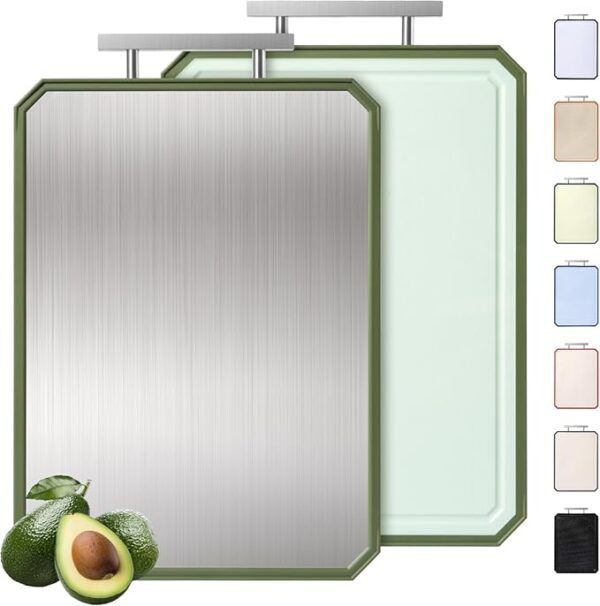 2 in 1 Stainless Steel Cutting Board with Handle Chopping Butcher Block not Titanium Mother Day Best Mama Mommy Bonus Mom Ever Mother In Law Gifts Step Mom Stepmom Grandma Gigi Granny Nana Present - Image 2